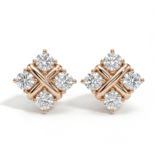 Moissanite Quadrants - Pendientes de botón de moissanita