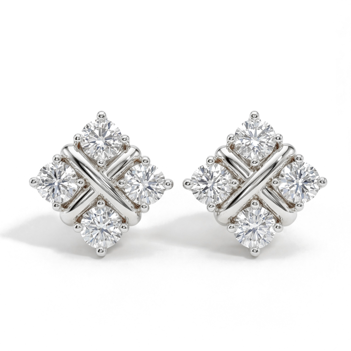 Moissanite Quadrants - Pendientes de botón de moissanita