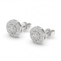 Double Halo - Pendientes de botón de moissanita con engaste con halo