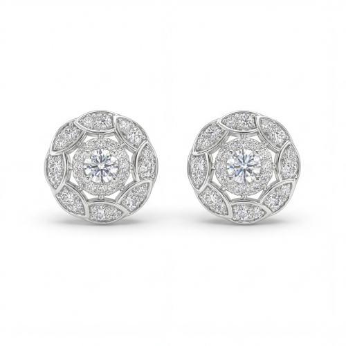 Double Halo - pendientes de botón de moissanita con engaste de halo