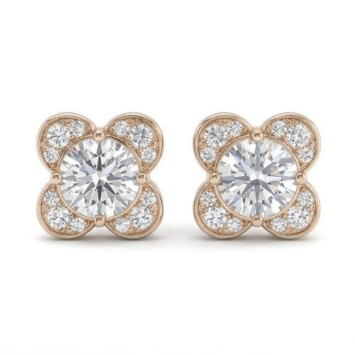 Moissanite Blooms - Pendientes de botón de moissanita