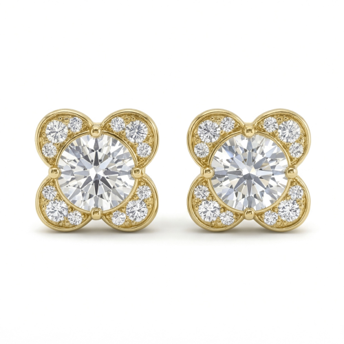 Moissanite Blooms - Pendientes de botón de moissanita