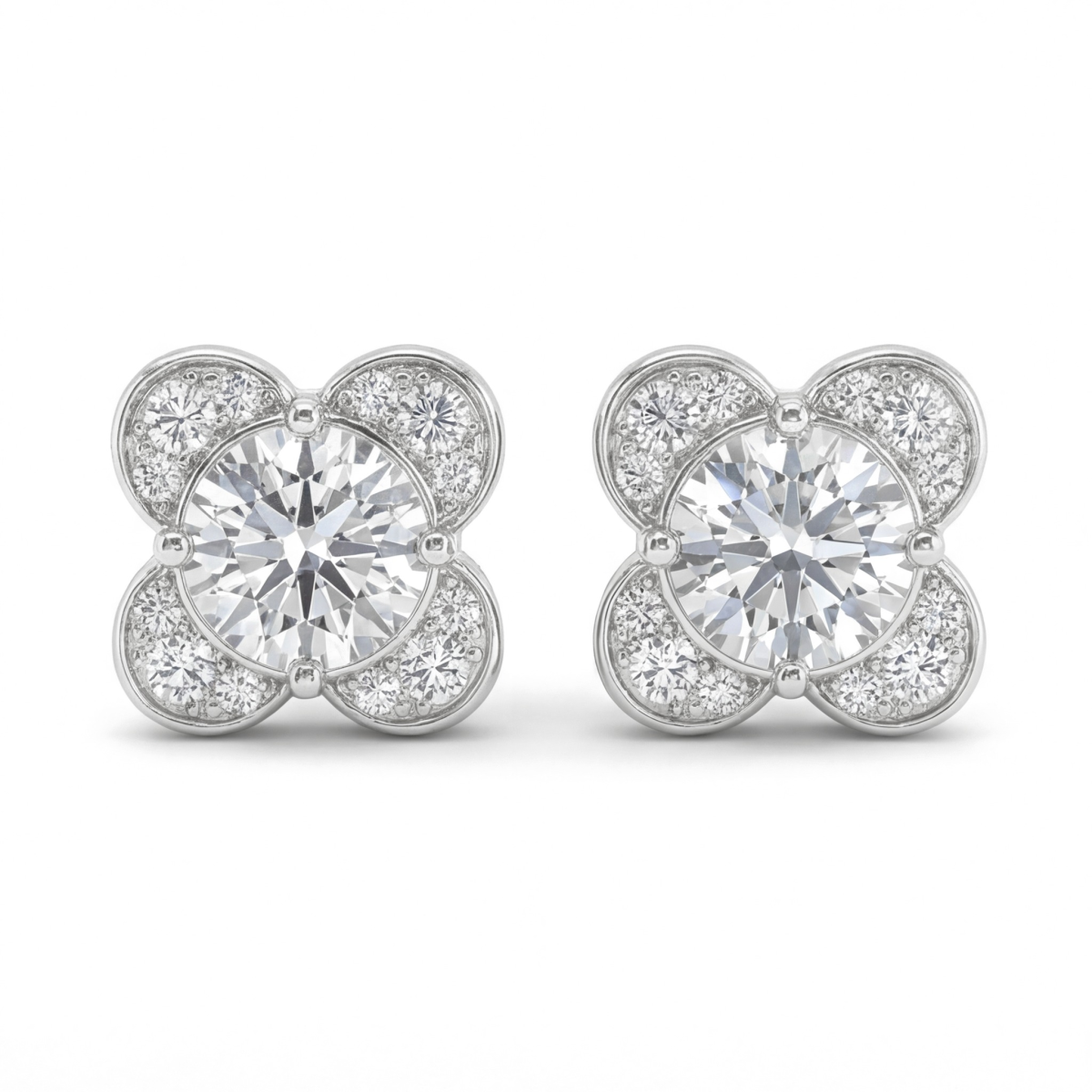 Moissanite Blooms - Pendientes de botón de moissanita