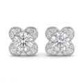 Moissanite Blooms - Pendientes de botón de moissanita