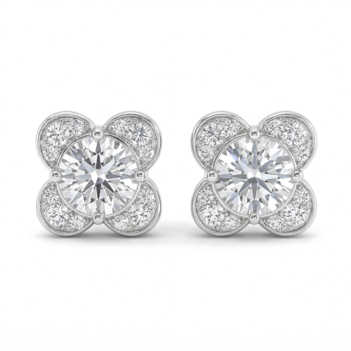 Moissanite Blooms - Pendientes de botón de moissanita