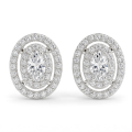 Brilliance - Pendientes de botón con moissanita de talla oval y engaste con halo