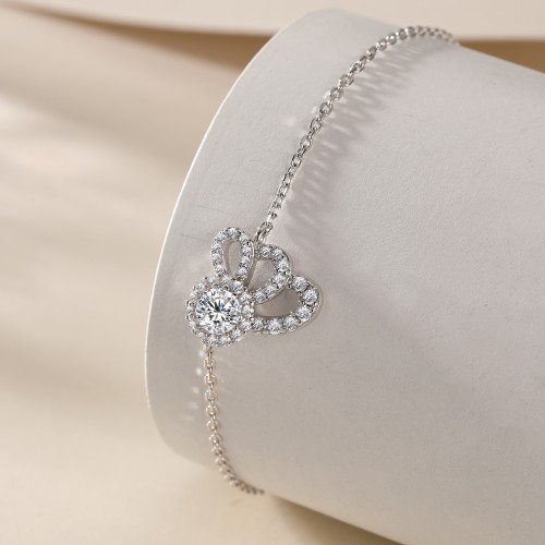 Ornella - Pulsera de moissanita: halo floral y cadena ajustable