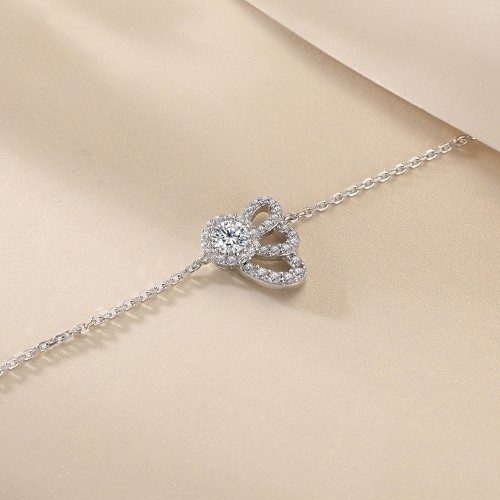 Ornella - Pulsera de moissanita: halo floral y cadena ajustable