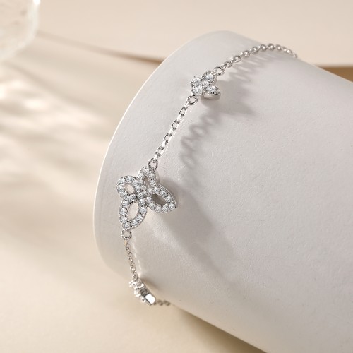 Orchidea - Pulsera de moissanita de talla marquesa con motivos florales