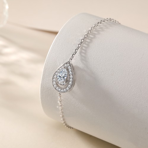 Peraise - Pulsera de moissanita de talla pera con cadena de eslabones con halo