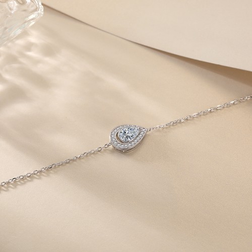 Peraise - Pulsera de moissanita de talla pera con cadena de eslabones con halo