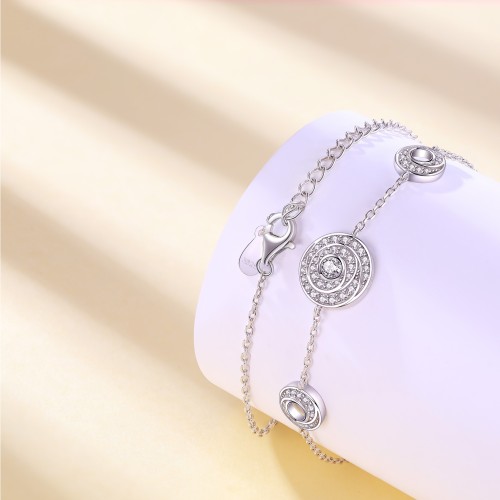 Cirquel - Pulsera de moissanita con motivos de doble halo enlazados