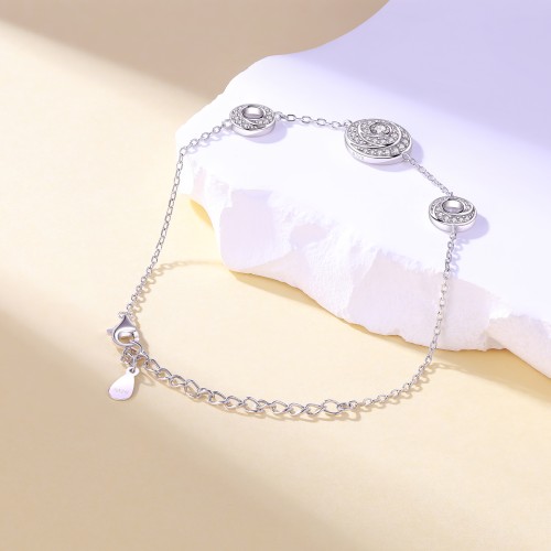 Cirquel - Pulsera de moissanita con motivos de doble halo enlazados