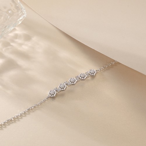 Octet - Pulsera de moissanita con bisel hexagonal y cadena ajustable