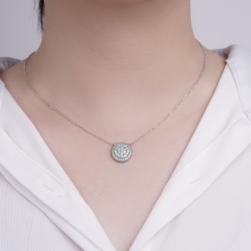 Brillante - Colgante con racimo de moissanitas de talla redonda y halo de pavé