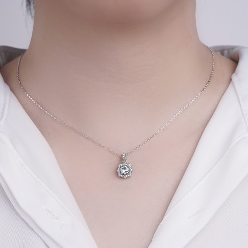 Octavia - Colgante de moissanita de estilo vintage con halo