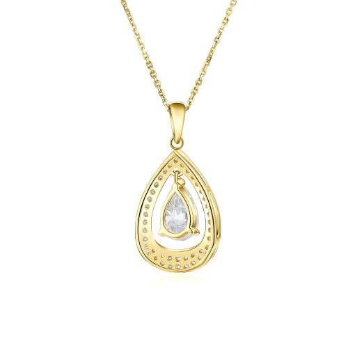 Pendula – Colgante de moissanita en forma de lágrima con la elegancia del doble halo