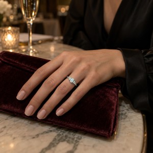 Ovaline - Anillo de moissanita de talla oval con piedras laterales minimalistas