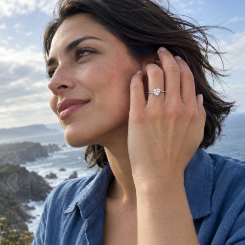 Amora - anillo solitario de moissanita de talla corazón