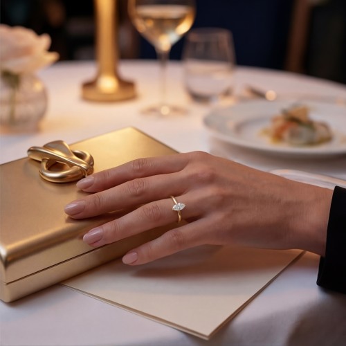 Liana - Anillo solitario de moissanita de talla marquesa