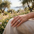 Orbella - Anillo de eternidad de moissanita con engaste en bisel