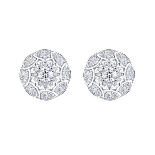 Double Halo - pendientes de botón de moissanita con engaste de halo