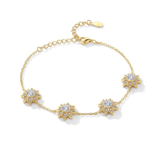Stellara - pulsera floral de moissanita con cadena ajustable
