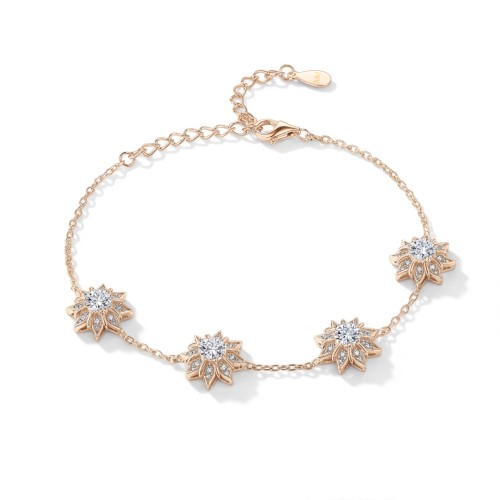Stellara - pulsera floral de moissanita con cadena ajustable