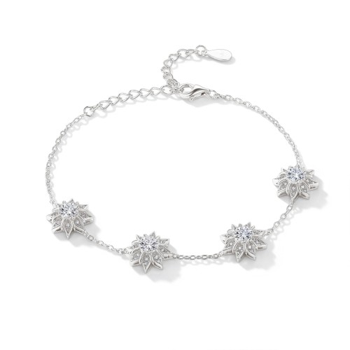 Stellara - Pulsera Floral de Moissanita con Cadena Ajustable