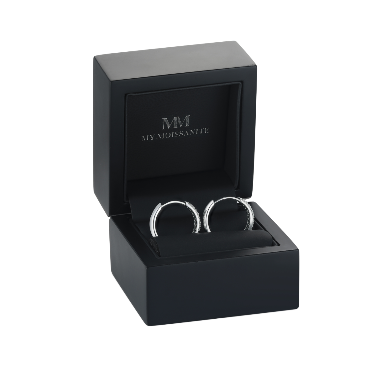 Glintique - pendientes de aro huggie de moissanita con engaste pavé y cierre de bisagra