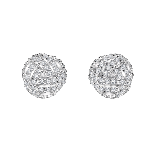 Cluster Spheres - Pendientes de botón de moissanita con engaste pavé