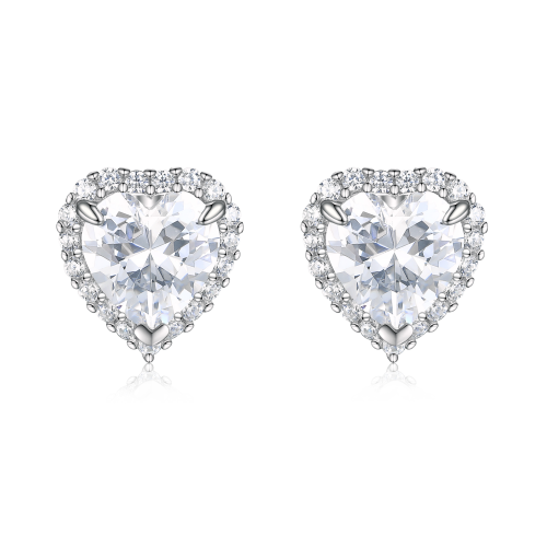 Belleza - Pendientes de moissanita talla corazón con halo