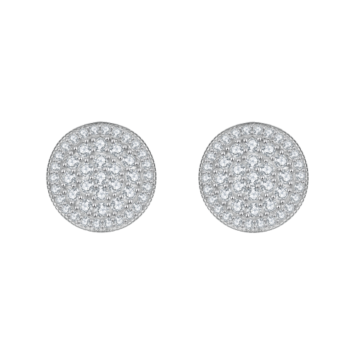 Round Clusters - Pendientes de botón de moissanita con engaste pavé