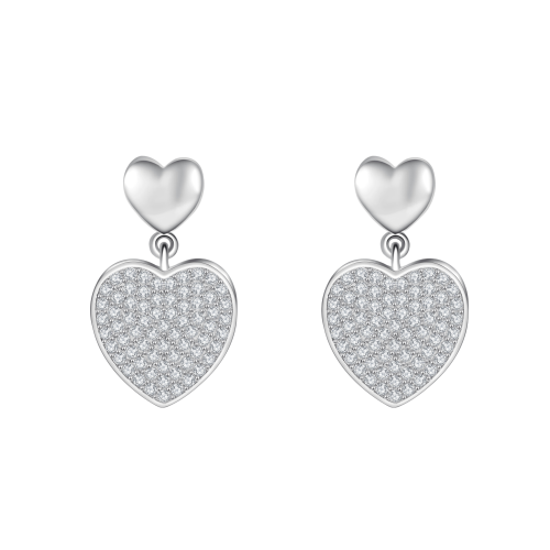 Hearts of Pavé - Pendientes colgantes de moissanita con pavé
