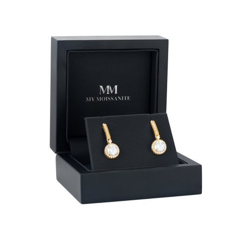 Luminary - Pendientes colgantes de moissanita con engaste con halo