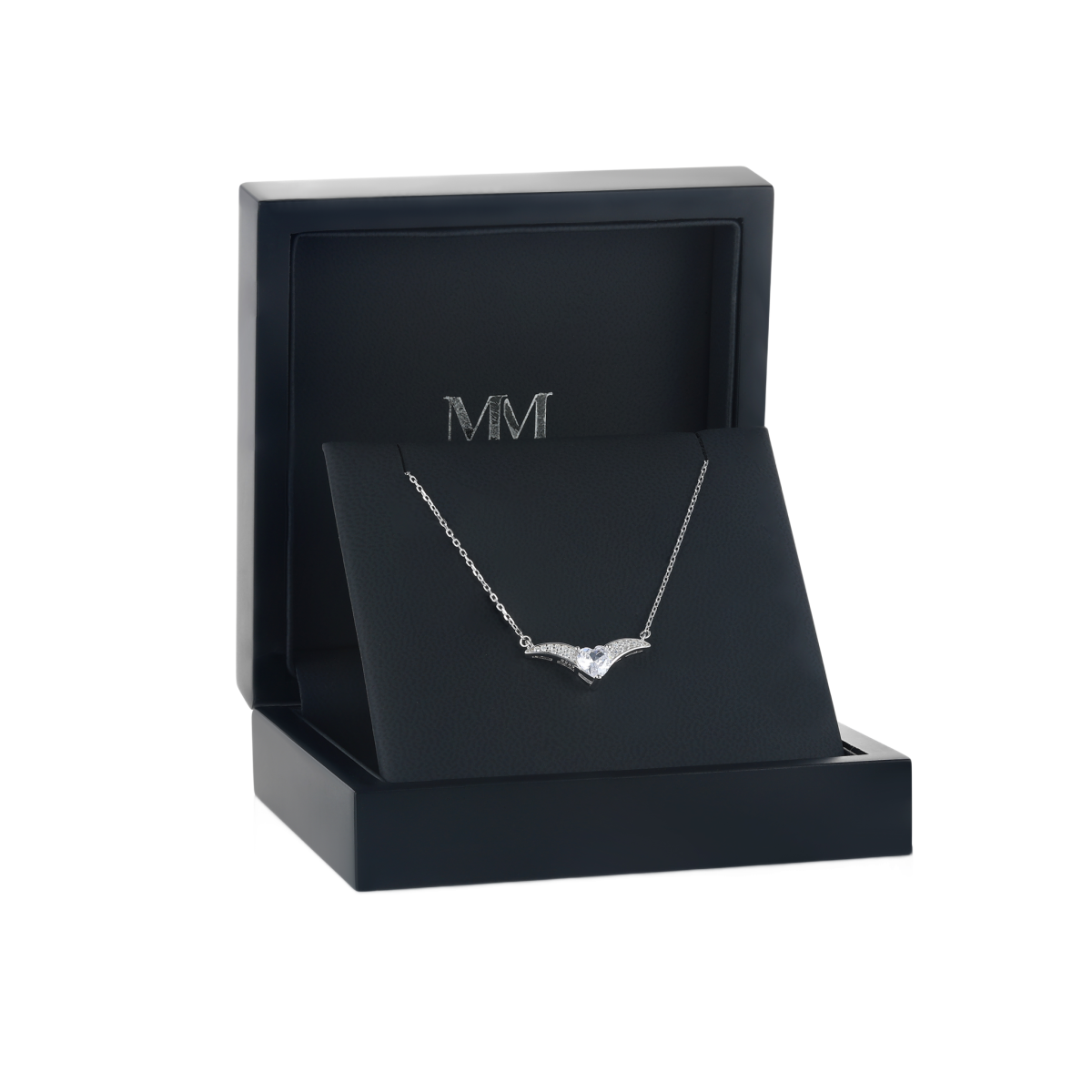 Vaneza - Collar elegante de moissanita en forma de V con detalles de pavé