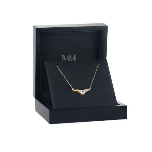 Vaneza - Elegante collar de moissanita en forma de V con pavé