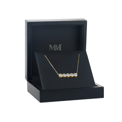 Quinta - Collar de moissanita de cinco piedras con engaste en bisel