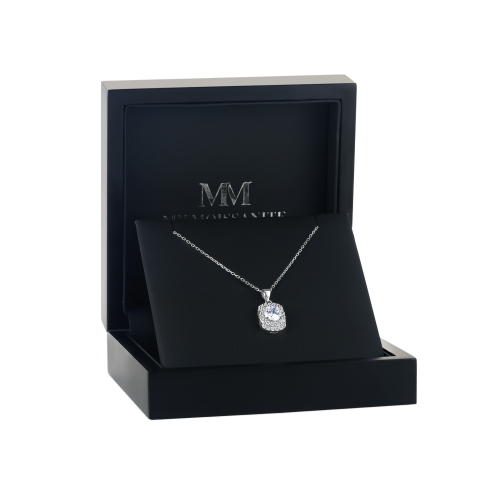 Memento - Colgante de moissanita brillante con diseño de halo en pavé